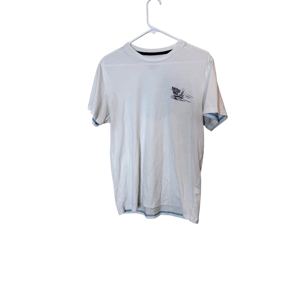 Vineyard Vines Shirt Mens Medium White Short Sleeve Dunes Tee Fishing Graphic